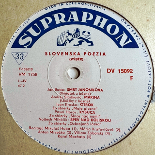 LP Various – Slovenská Poézia (Výber)